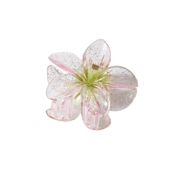 🌸 Pink Glitter Plumeria Hair Clip 🌸 - Picture 2 of 4